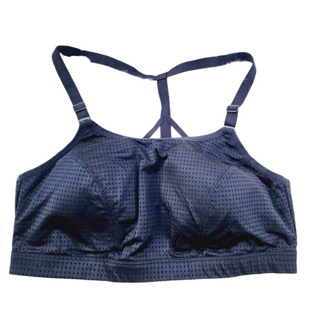 Livi Womens Sports Bra Black Mesh Racerback Spaghetti Cross Strap Nylon Size 14